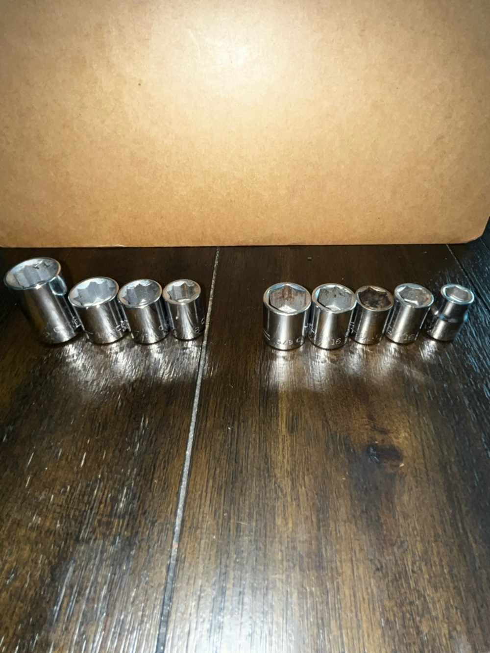 Craftsman Sockets SAE Lot of 9 Pieces 1/2 - 5/8 - 7/16 - 1/2 - 3/8 (8pt & 6pt)